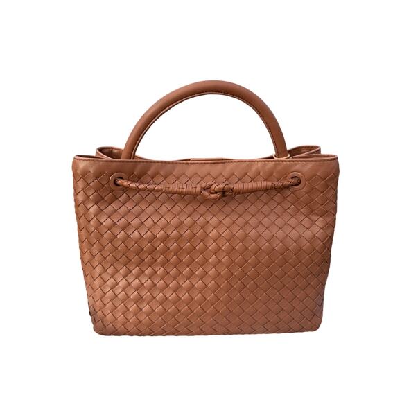 Quince Handbags - Quince Italian Leather Handwoven Satchel Cognac